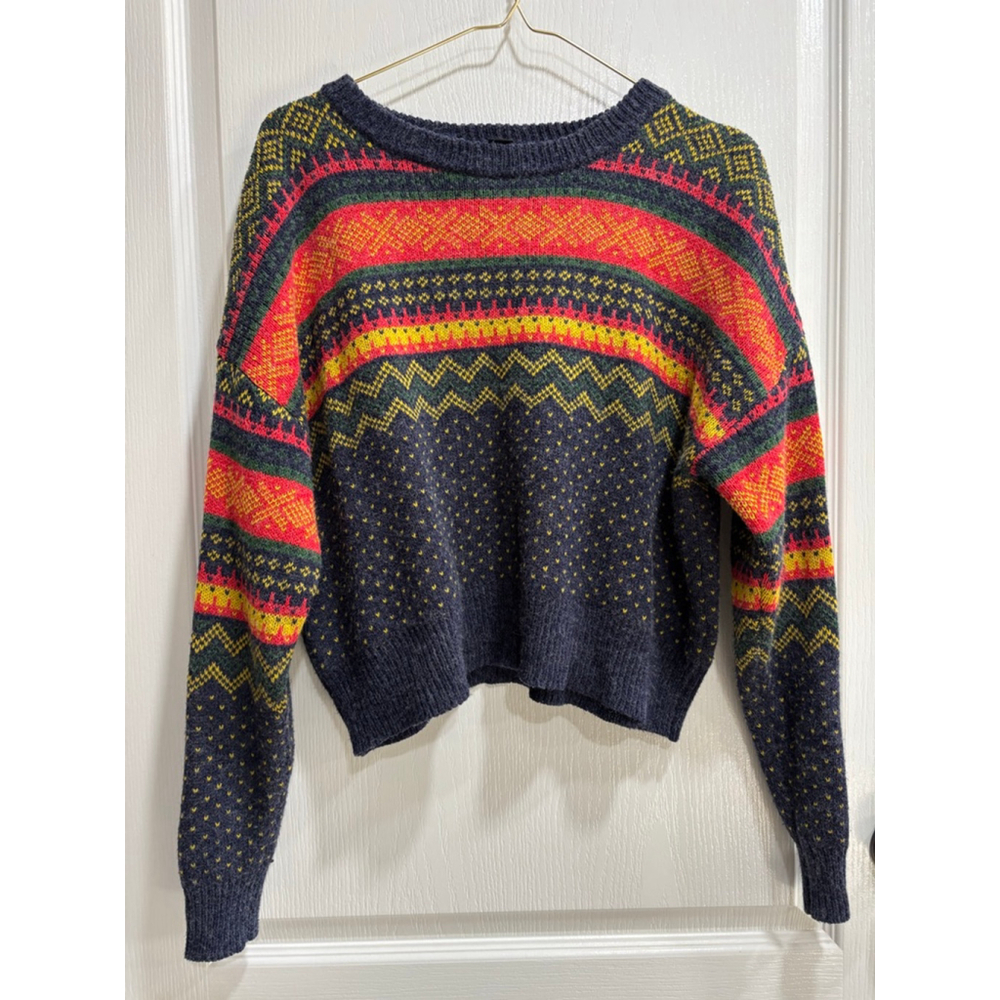 FOREVER 21 Crew Neck Cropped Sweater, Multi colored, Women’s Small